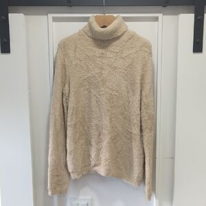 Ann Taylor Cream Cozy Plush Turtleneck Sweater Size M
